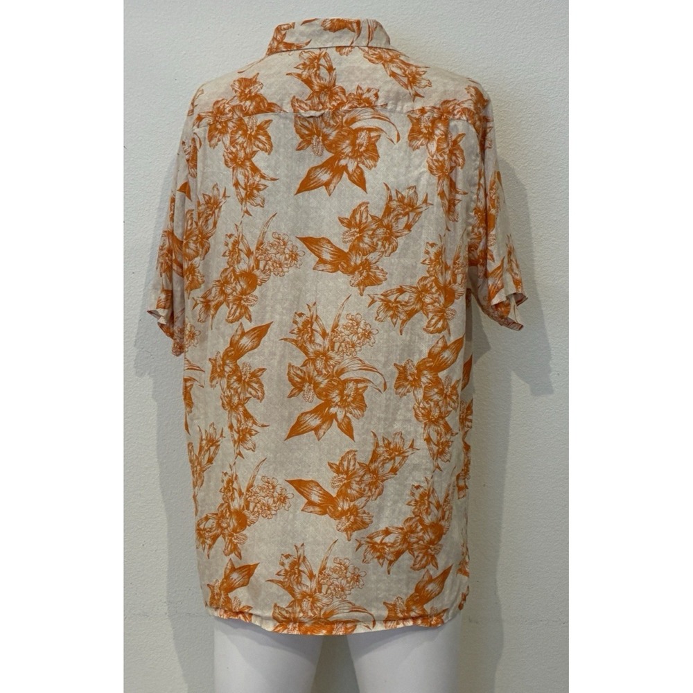Club Room Luxury Linen Shirt Men L Hibiscus Short Sleeve Button Up Preppy Resort - Picture 4 of 10